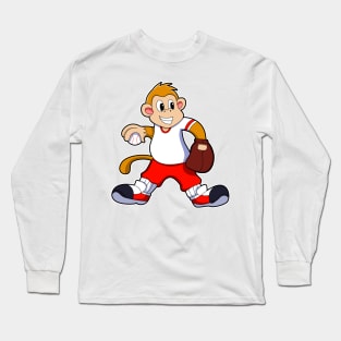 Monkey at Baseball Sports Long Sleeve T-Shirt